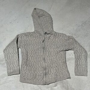 Aran Crafts Kids Youth SZ XS 100% Merino Wool Full Zip Sweater Hooded Ireland